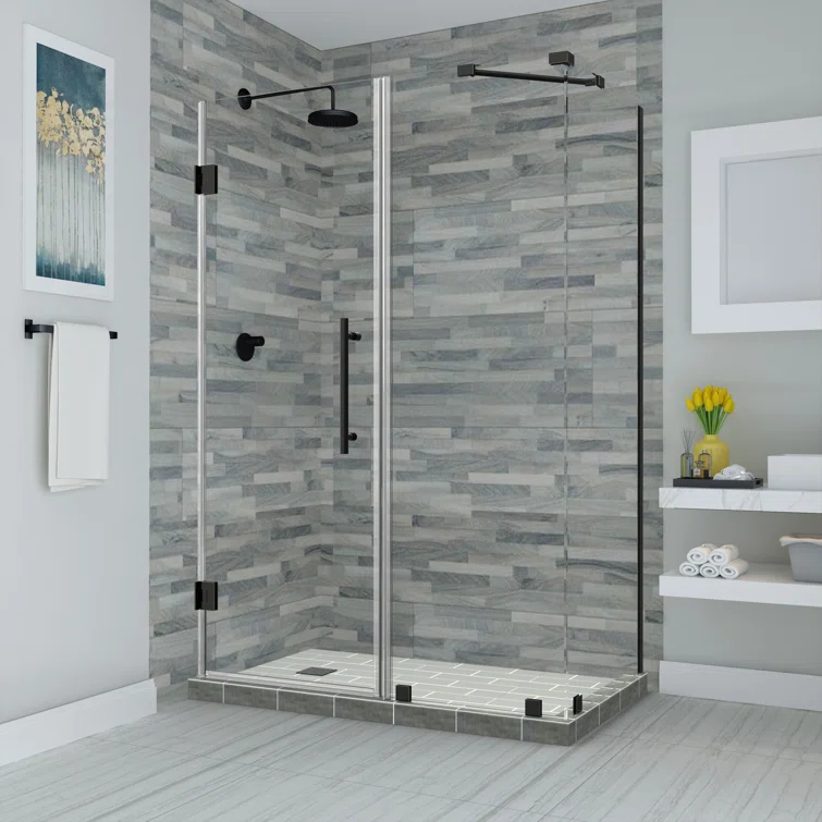 Aston Bromley 38" x 72" Rectangle Hinged Shower Enclosure SEN967EZ-MB-463238-10