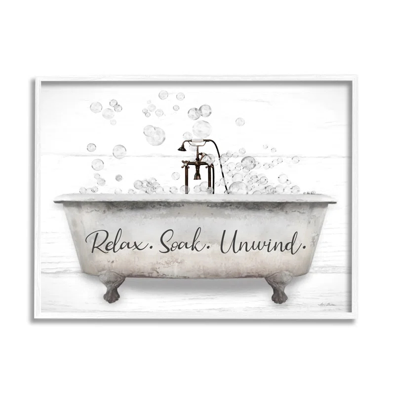 Stupell Industries " Relax Soak Unwind Bathtub Bubbles " by Lori Deiter