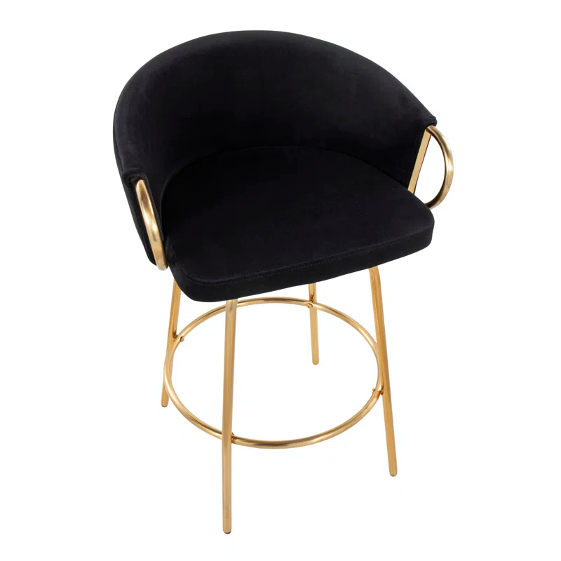 George Oliver Lakyia Swivel Upholstered Counter Stool with Metal Frame (Set of 2)