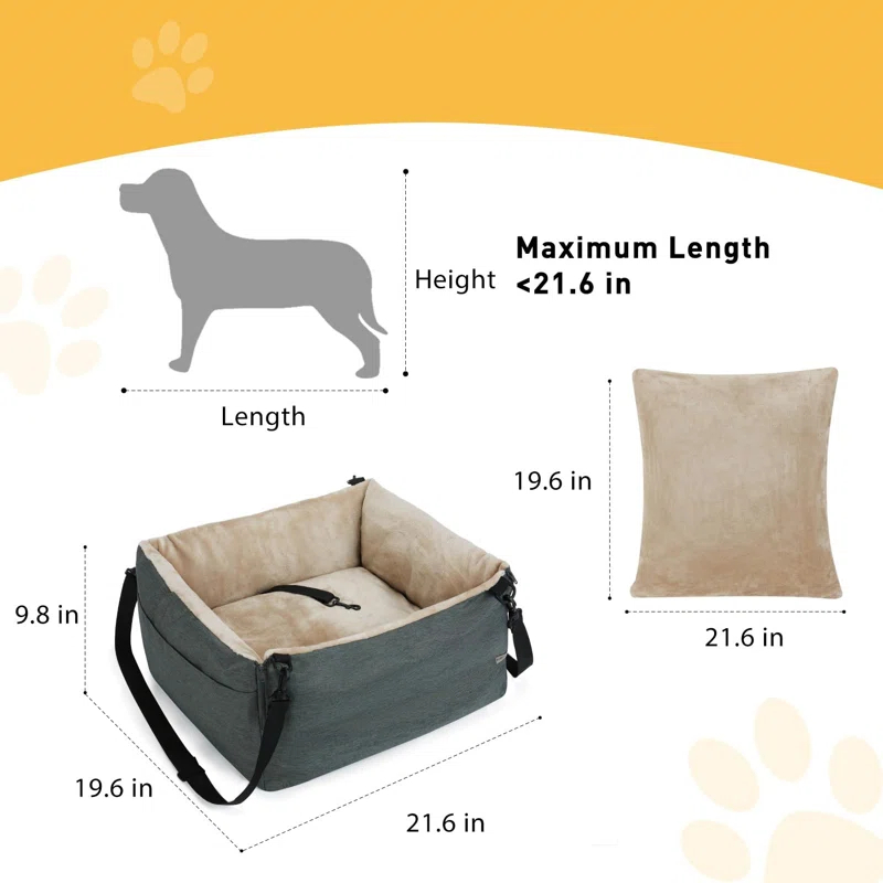 ATCHISON Detachable Washable and Waterproof Puppy Booster Car seat Soft Portable Dog Bed