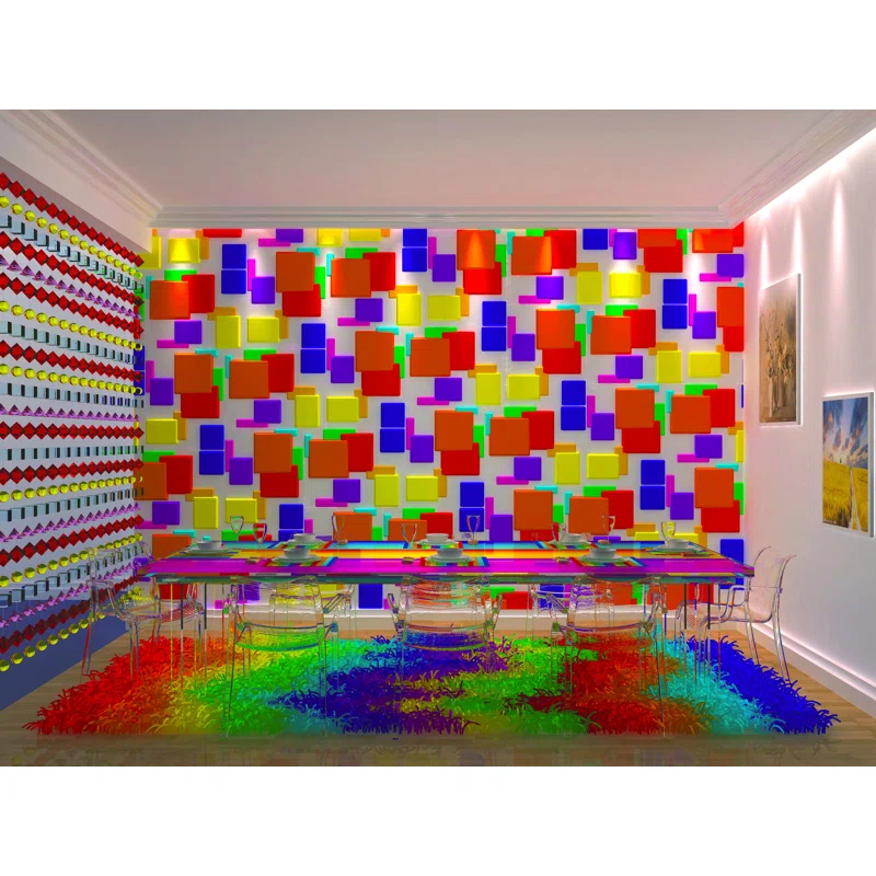 Dundee Deco's Paintable Off White Geometric Squares Fiber 3D Wall Panel, 2.6 ft X 2.1 ft, Interior Design Wall Paneling Decor Commercial and Residential Application, 5.5 sq.ft. each