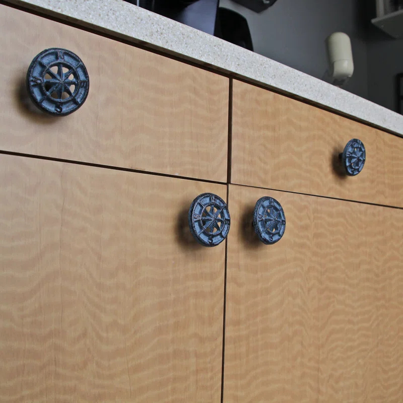 Zeckos Set Of 12 Light Blue Cast Iron Compass Rose Drawer Pulls Cabinet Hardware Knobs (Set of 12)