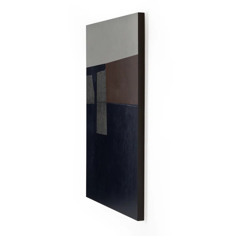 Large Abstract Coastal Landscape Canvas Print in Black and Beige