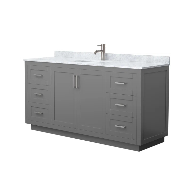 Wyndham Collection Miranda 66" Freestanding Single Bathroom Vanity with Marble Top