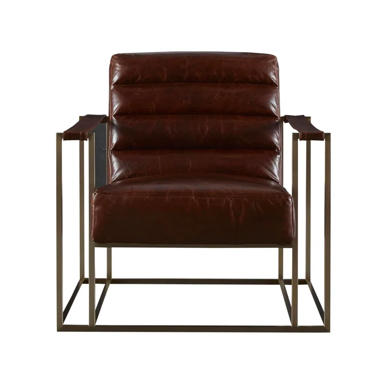 Jensen 34" Brompton Brown Leather Accent Chair