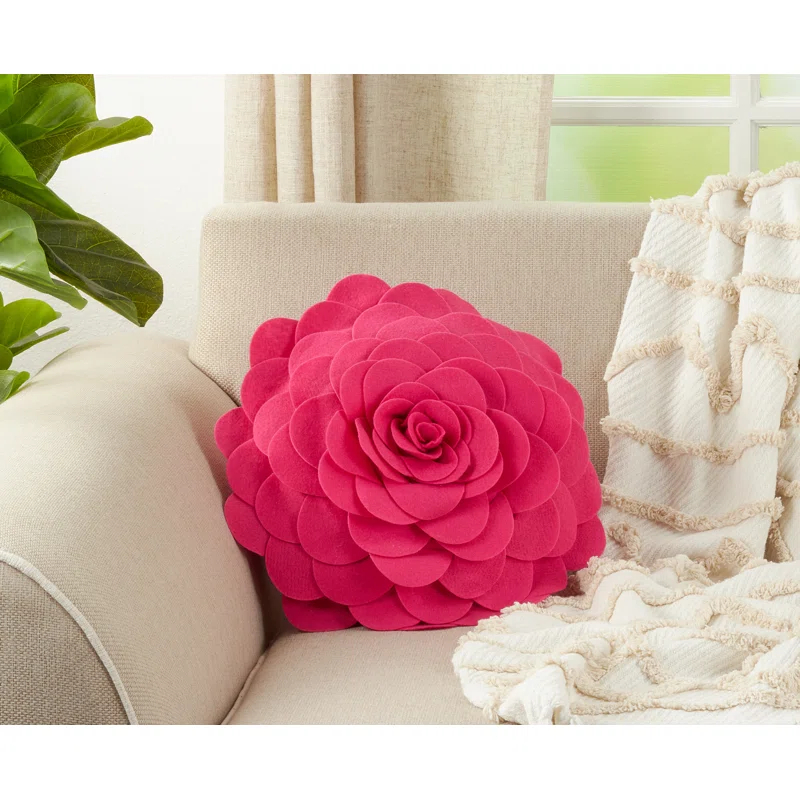 Saro Felt Collection Appliqued Felt Throw Pillow