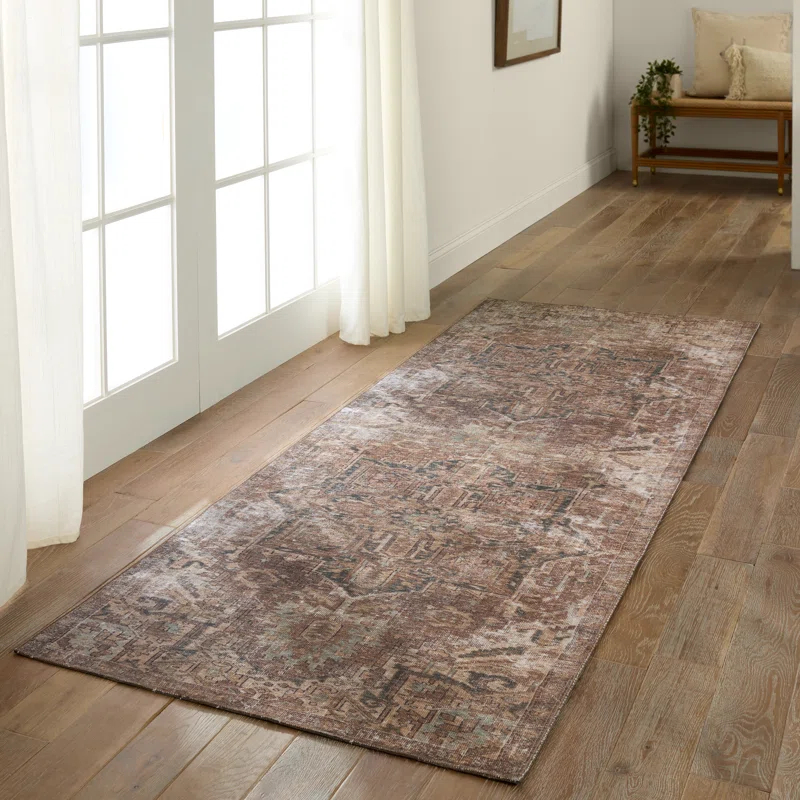 Kate Lester + Jaipur Living Machine Washable Minita Medallion Brown/ Tan Rug