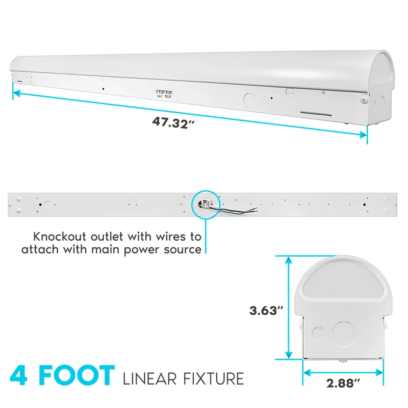 Luxrite 4' Selectable CCT Linear LED Shop Light