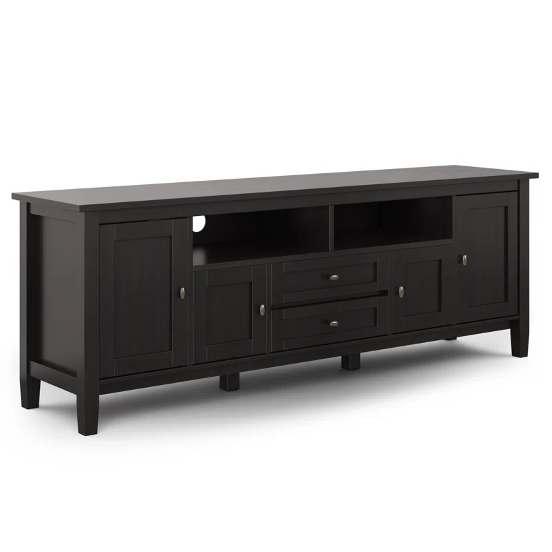 Simpli Home Warm Shaker 72"W Solid Wood TV Stand for TVs up to 80" with 4 Storage Cabinets and 2 Drawers