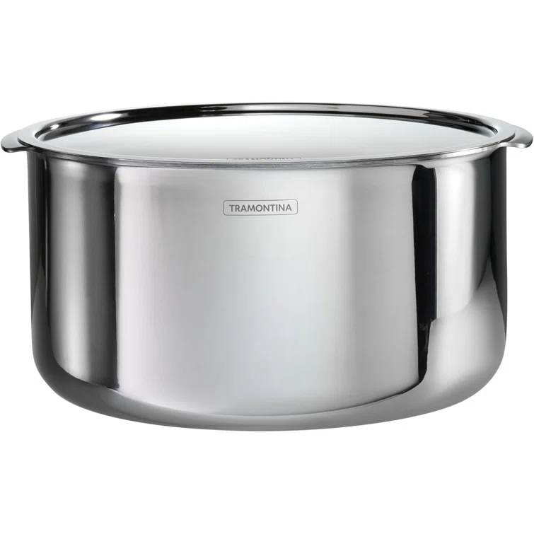 Tramontina Tramontina Utsava Tri-Ply Clad Stainless Steel Tope with Lid, Patila Pot for Indian Cooking
