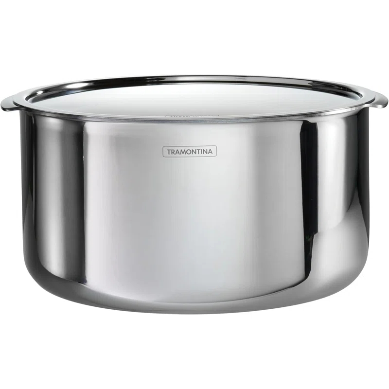 Tramontina Tramontina Utsava Tri-Ply Clad Stainless Steel Tope with Lid, Patila Pot for Indian Cooking
