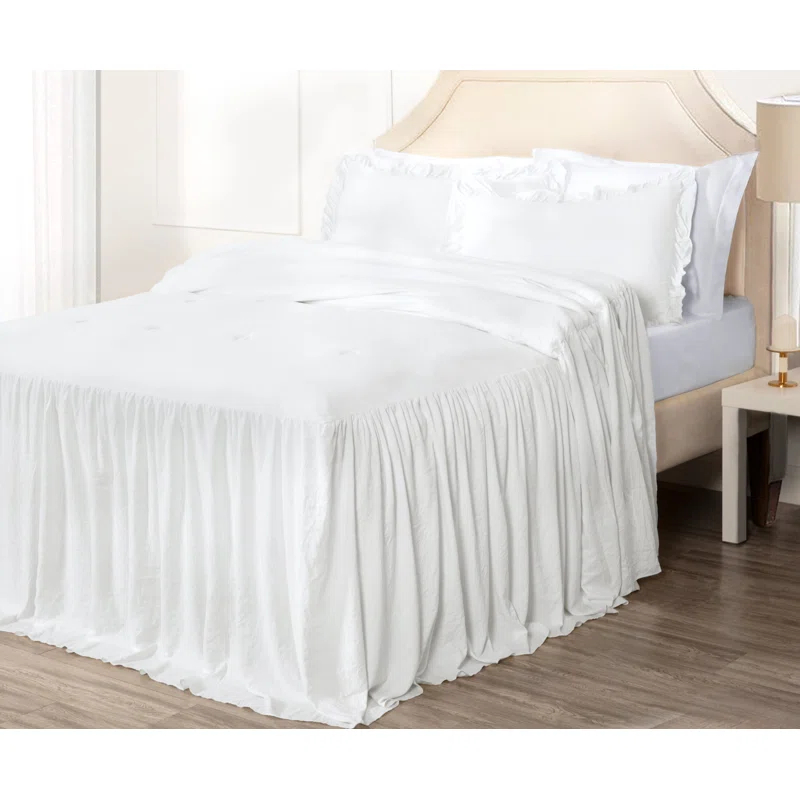Chezmoi Collection Sinclair French Country Chic Ruffle Skirt Bedspread Set