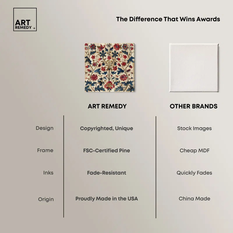 Art Remedy Ivory Floral Embroidery Chic Farmhouse Wall Art by Art Remedy