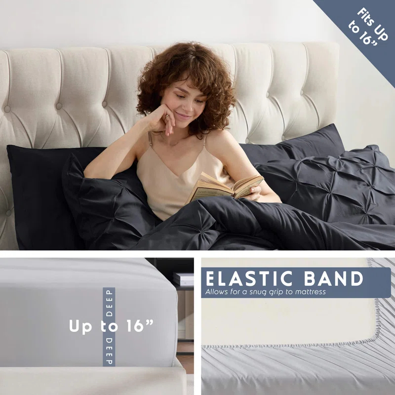 Nestl Bed-in-A-Bag Pleated Comforter Set with Bed Sheets