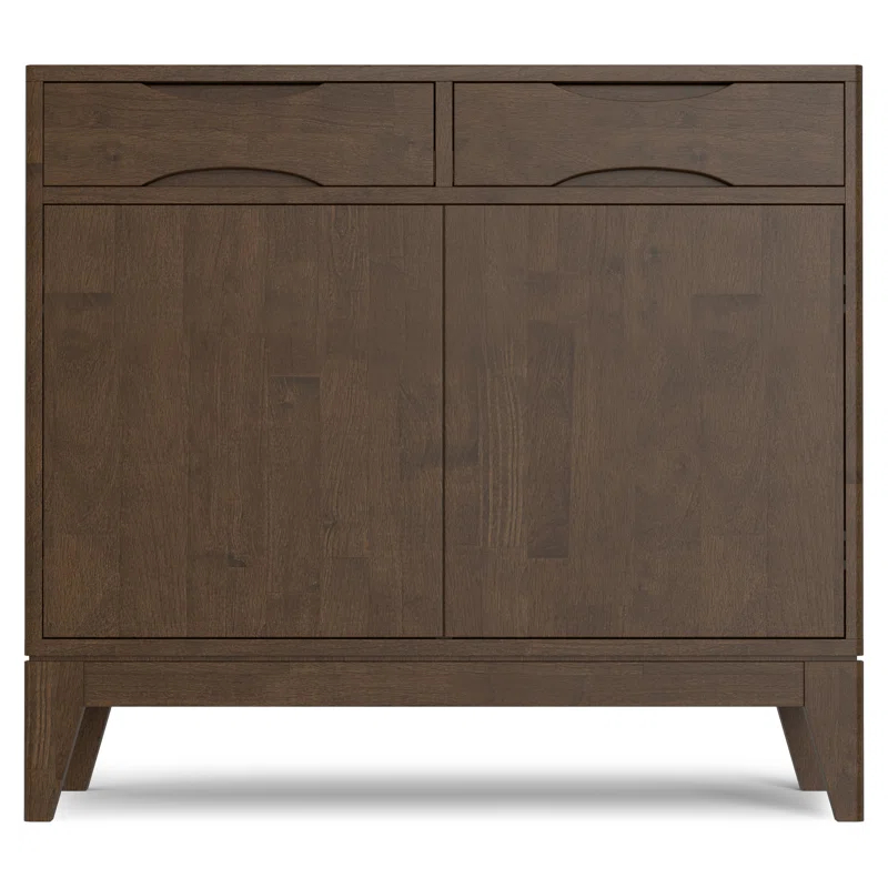 Simpli Home Harper 40"W Solid Wood 2-Shelf Mid-Century Modern Entryway Storage Cabinet with 2 Drawers
