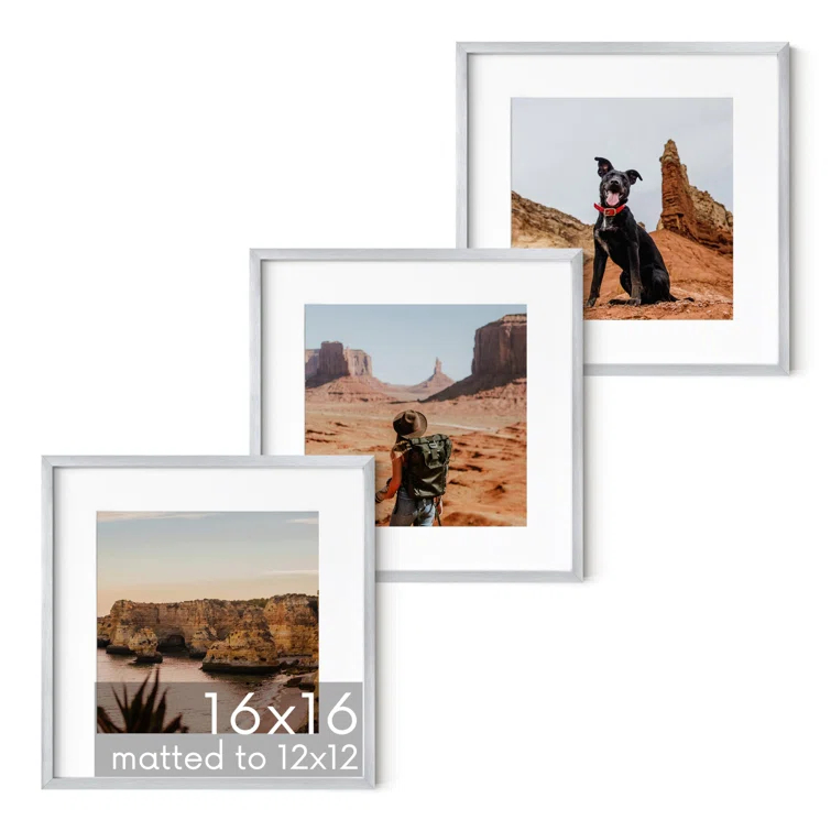 Haus and Hues Matted Square Metal Picture Frames (Set of 3) (Set of 3)