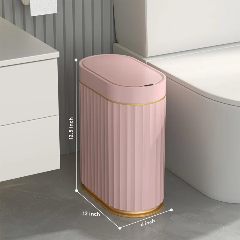 Fashion Finesse Bathroom Trash Can With Lid -  2 Gallon Sensor Trash Bin, Automatic Narrow Garbage Can, Waterproof Smart Trash Can, Slim Motion Sensor Waste Bins For Bathroom, Living Room, Office