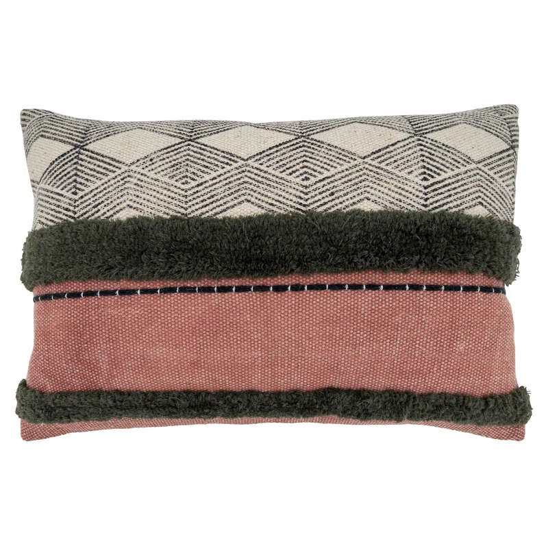 Saro Sadie Collection Appliqued Cotton Throw Pillow