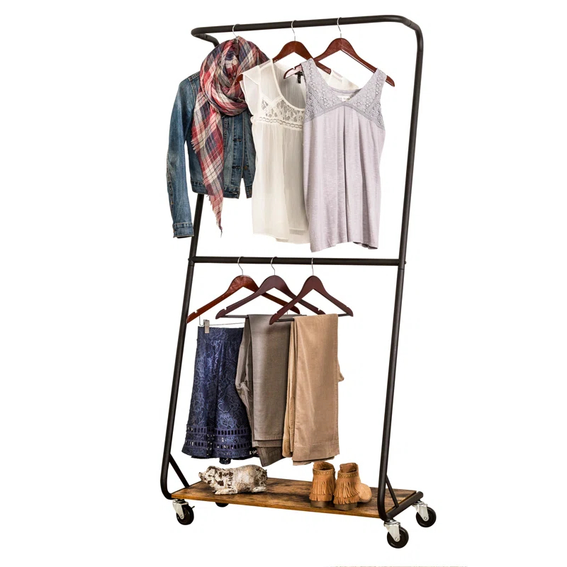 Arnit 33.46'' Metal Rolling Clothing Rack
