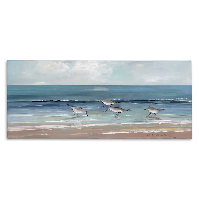 Stupell Industries Sandpipers Birds Cloudy Sky Beach Shore by Sally Swatland - Painting