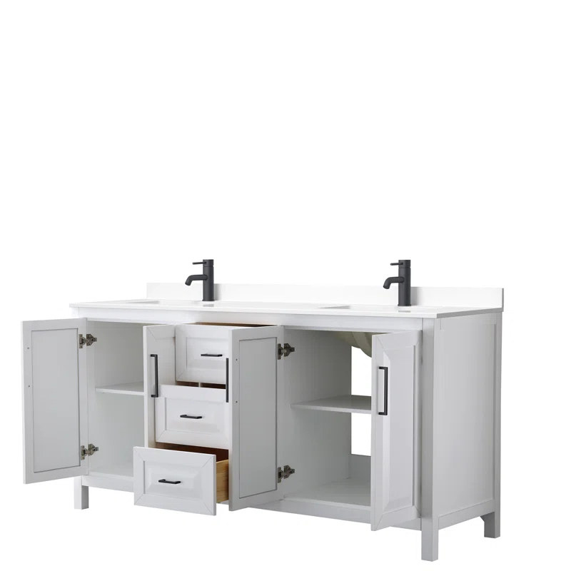 Wyndham Collection Daria 72'' Double Bathroom Vanity with Carrara Marble Top