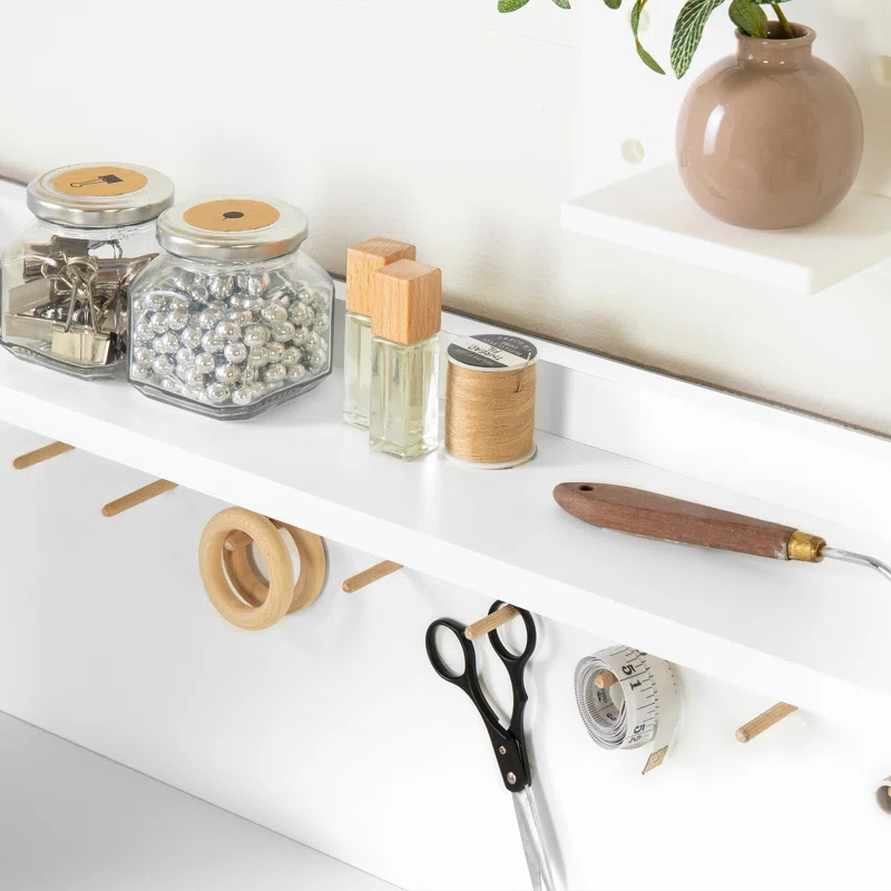 Crea Craft Table with Hutch Pure White