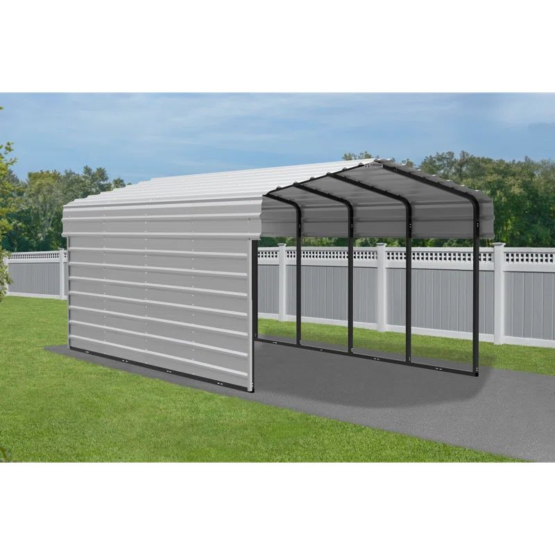 Arrow Arrow Steel Carport with 1 Side Wall Kit, 10X20X07