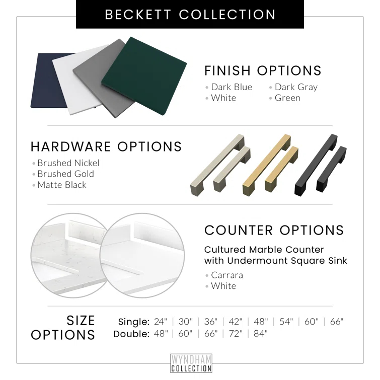 Wyndham Collection Beckett 84" Freestanding Double Bathroom Vanity with Cultured Marble Top