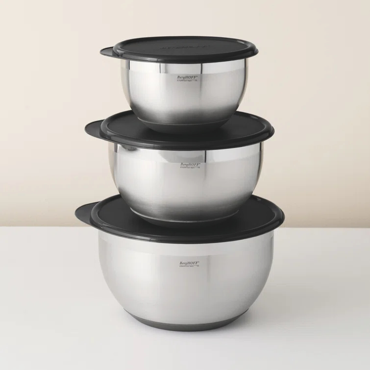 BergHOFF BergHOFF International Essentials 8pc 18/10 Stainless Steel Mixing Bowl Set with Lids