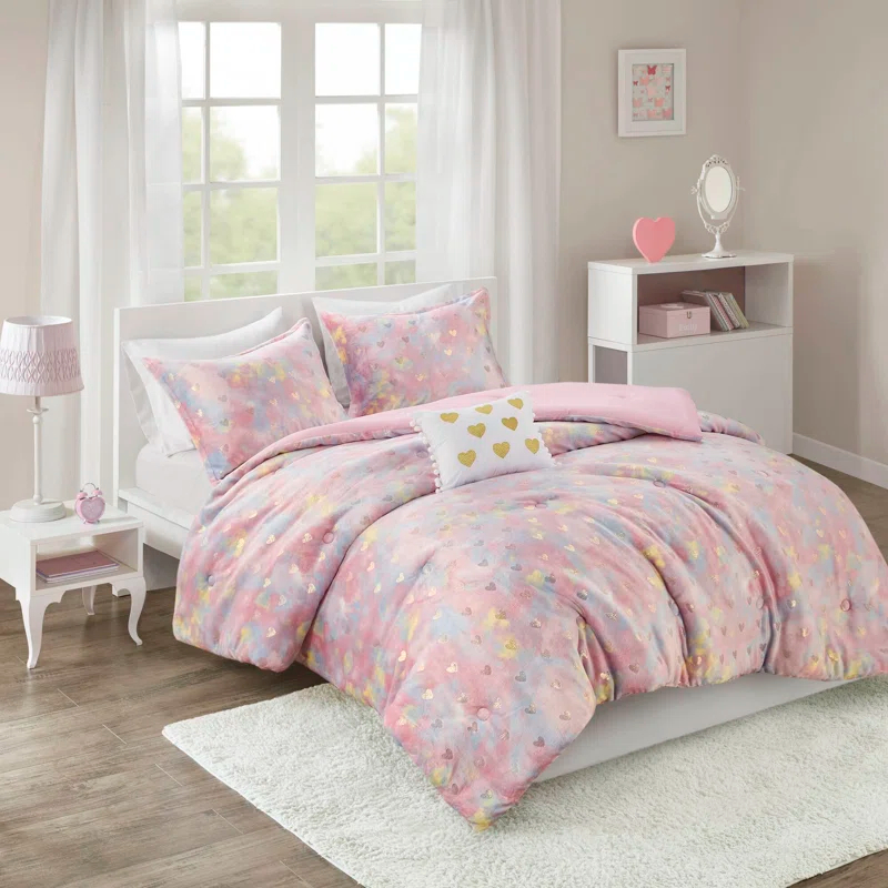 Intelligent Design Rosalie Metallic Printed Plush Comforter Set & Reviews | Wayfair