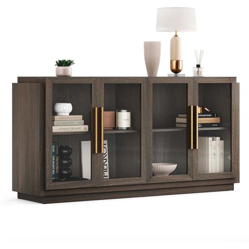 NEUTRALPOSTURE Sideboard Buffet Cabinet, Modern Wood Glass-Buffet-Sideboard With Storage, Console Table For Kitchen, Dining Room, Living Room, Hallway, Or Entrance - Brixston