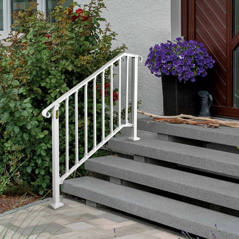 VEVOR Hand Rails for Outdoor Steps, Wrought Iron Railing, Porch And Stair Railing Kit