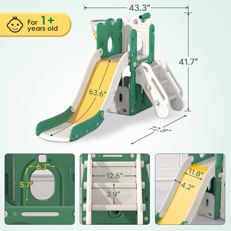 7 in 1 Kids Slide, Toddler slide with Climber Outdoor Indoor Slide Playset