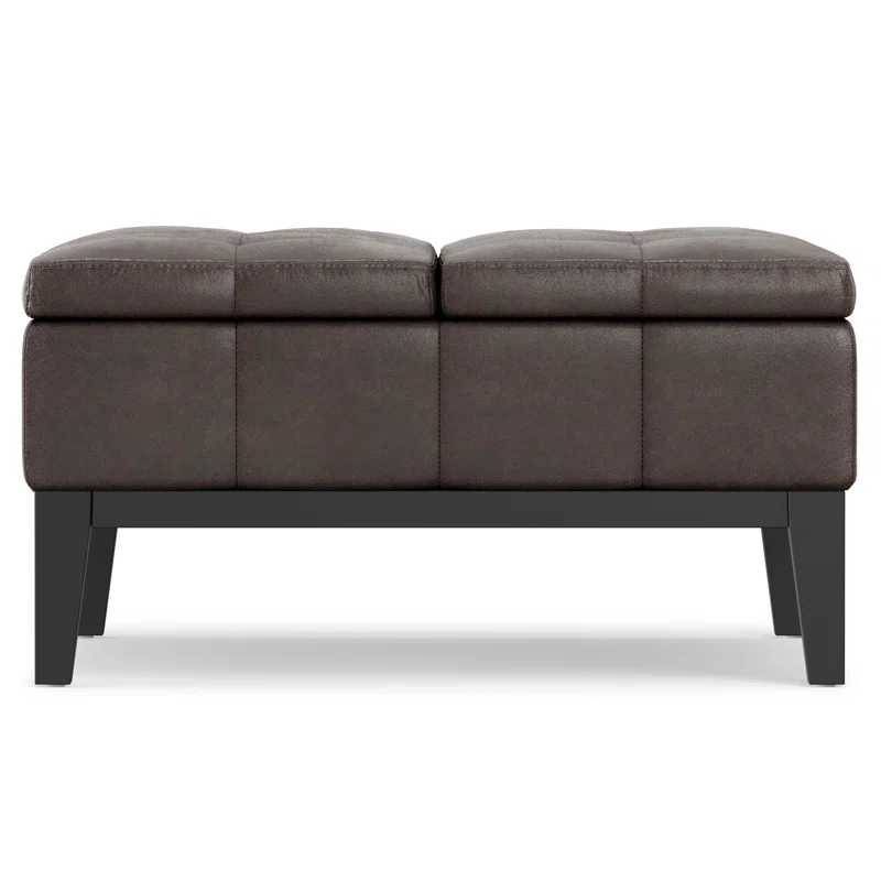 Simpli Home Dover 36"W Upholstered Square Coffee Table Storage Ottoman with Split Tufted Lift Top & Reviews | Wayfair