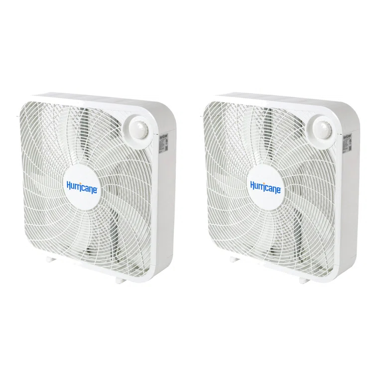 Hurricane Hurricane 20" Classic Series Floor Box Fan with 3 Speed Settings, 2 Pack, White (Set of 2)