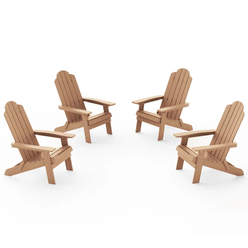 Highland Dunes Outdoor Plastic Folding Adirondack Chair For All Weather (Set Of 4) (Set of 4)