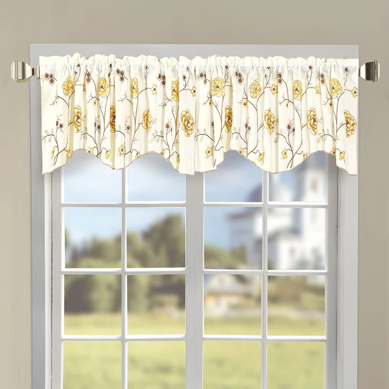 Floral Scalloped 60'' Window Valance