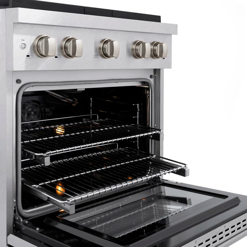 ZLINE Satin ZLINE 30 in. Paramount Gas Range w/ 4 Burners & Convection Oven w/ Door SGRS-30