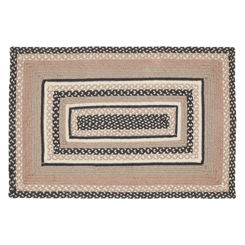 VHC Brands Sawyer Mill Charcoal Creme Jute Rug W/ Pad