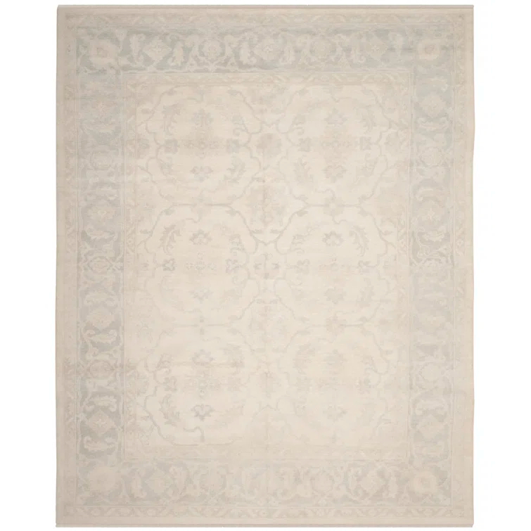 Hand-Knotted Blue Wool Rectangular 9' x 12' Rug