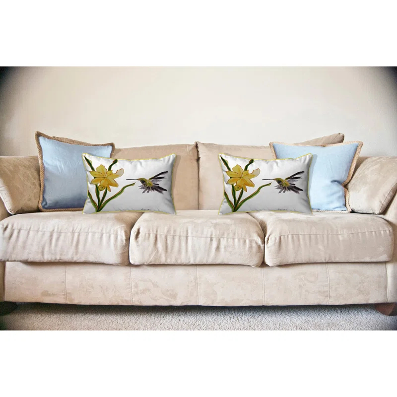 Betsy Drake Interiors Hummingbird Indoor/Outdoor Throw Pillow