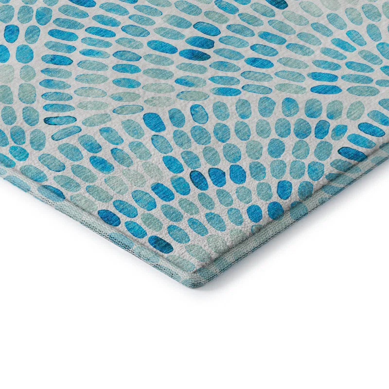 Premium Machine Washable Cerrito AMF186 Aqua Rug