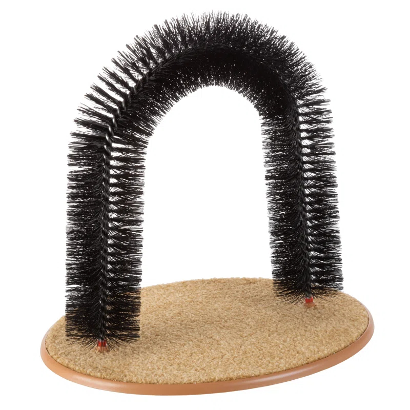 Petmaker PETMAKER Cat Self-Groomer - Bristle Ring Brush Cat Arch with Carpeted Base, Back Scratcher and Massager for Controlling Shedding and Claws