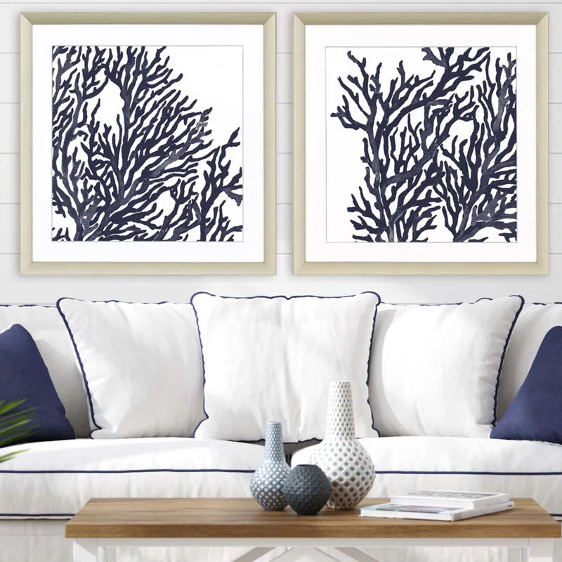 Paragon " Blue Coral I " 2 - Pieces Painting Print