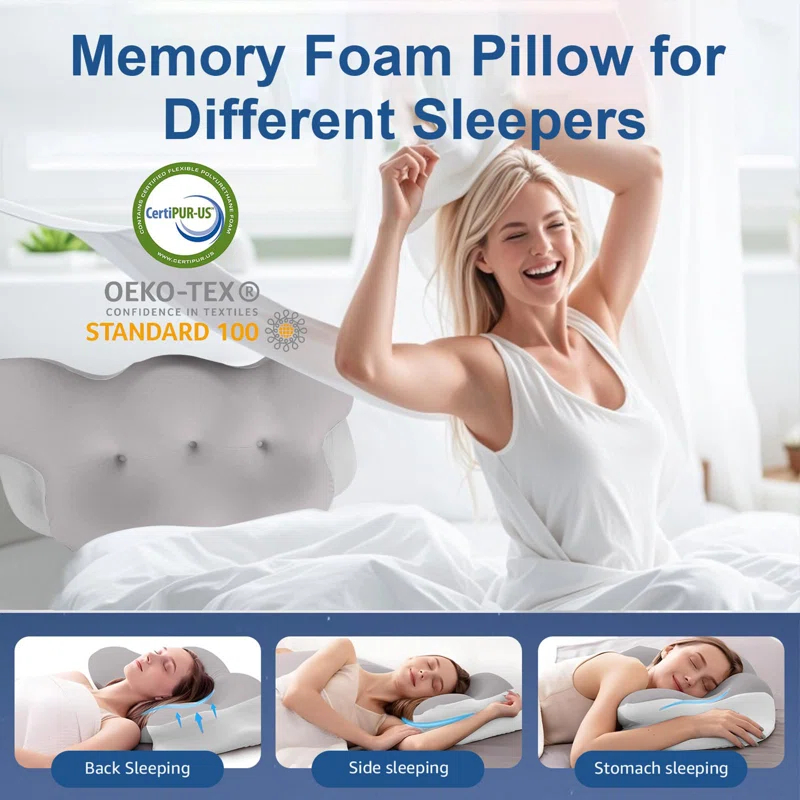 QUALITY FLOORING INC. Cervical Pillow, Pillow For Neck And Shoulder Pain Relief, Contour Pillow, Cervical Pillow, Pillow For Neck Pain Relief, Adult Side Sleeper Pillow, Ergonomic Pillow, Memory Foam Pillow