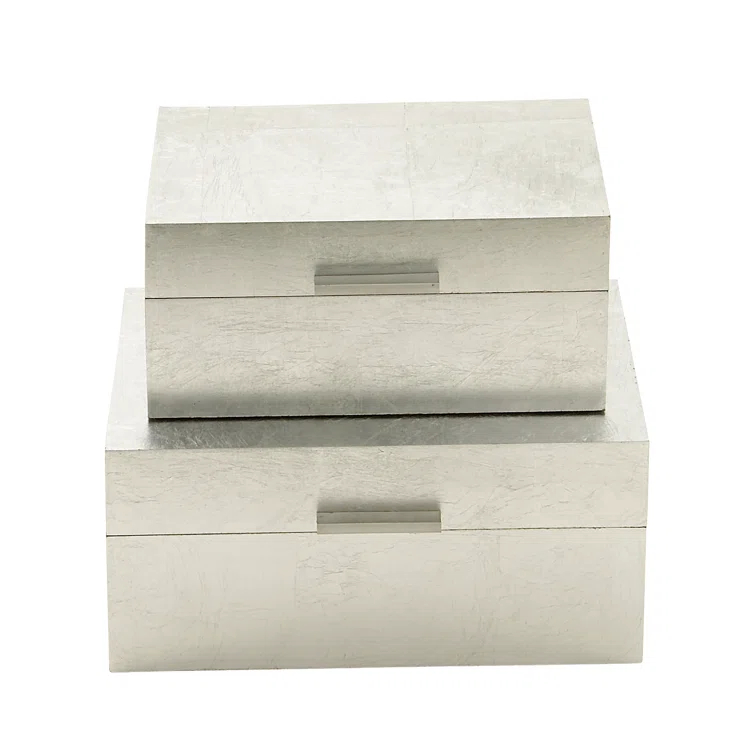 CosmoLiving by Cosmopolitan Wooden Decorative Box with Textured Foiled Exterior Set