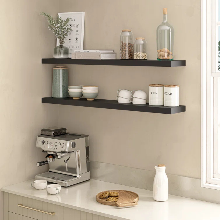 Ballucci Miami 48" W x 8" D Floating Shelves Set with Invisible Wall Mount Brackets (Set of 2)