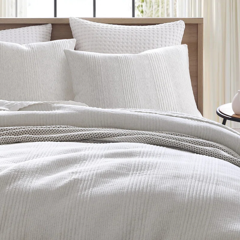 DKNY Pure Ribbed Jersey Queen Comforter Set Heather Gray