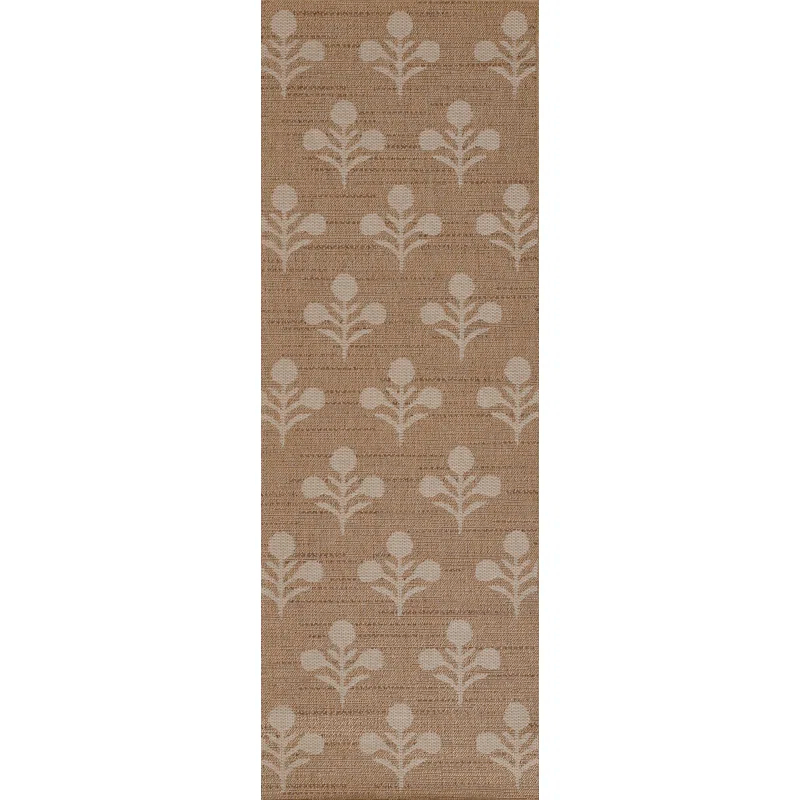 Erin Gates by Momeni Saybrook Floral Power Loom Polypropylene Plastic Indoor / Outdoor Area Rug in Beige/Brown
