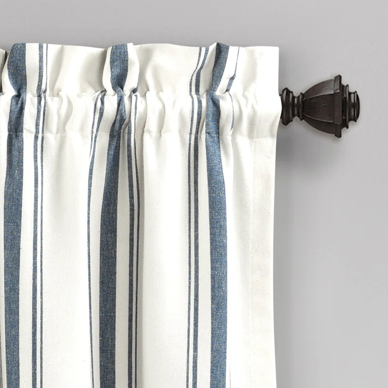 Lush Decor Farmhouse Stripe Striped Ruffled 52'' W Window Valance